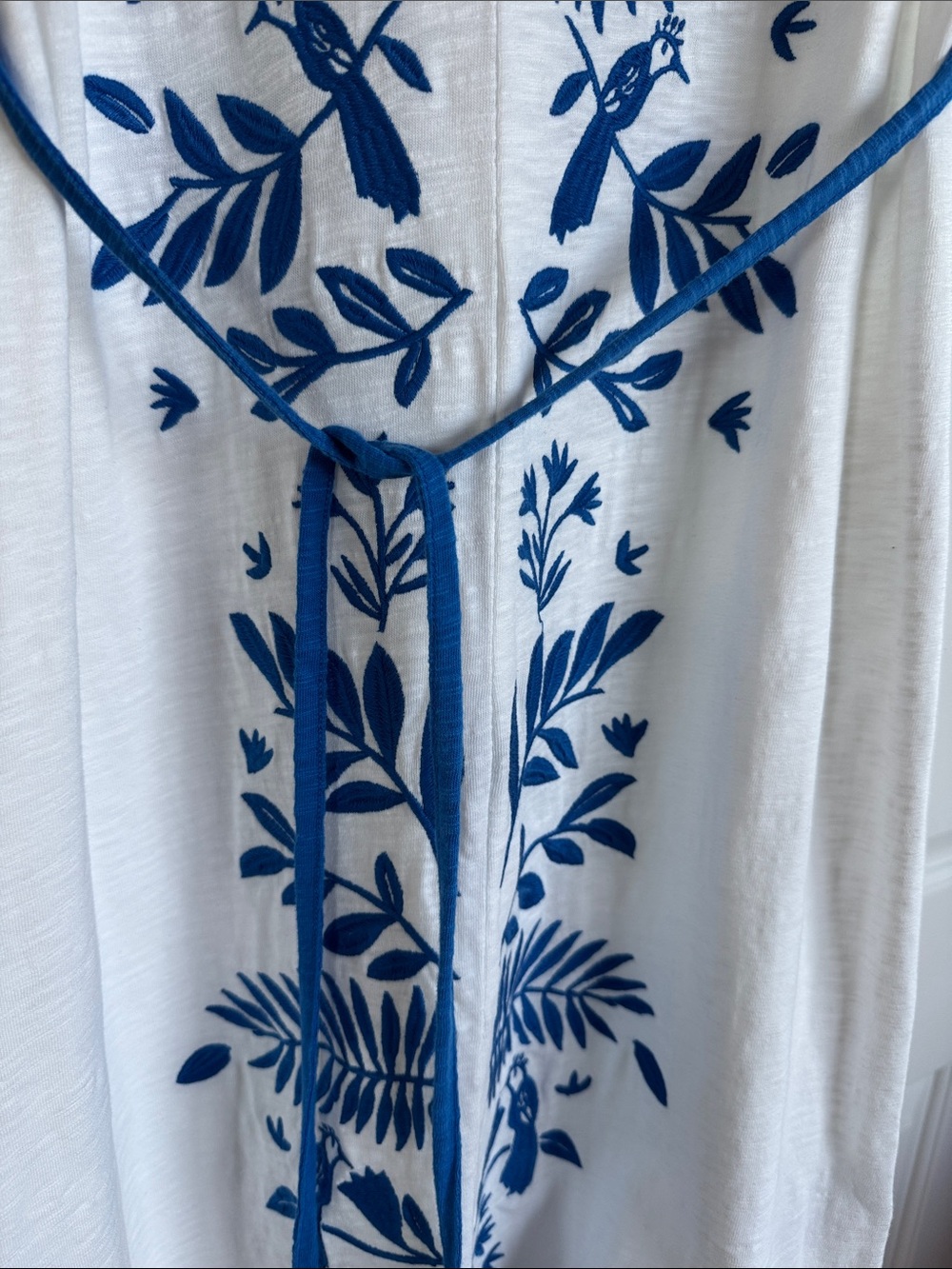 Boden White Midi Dress with Bold Blue Embroidery - Picture 4 of 7